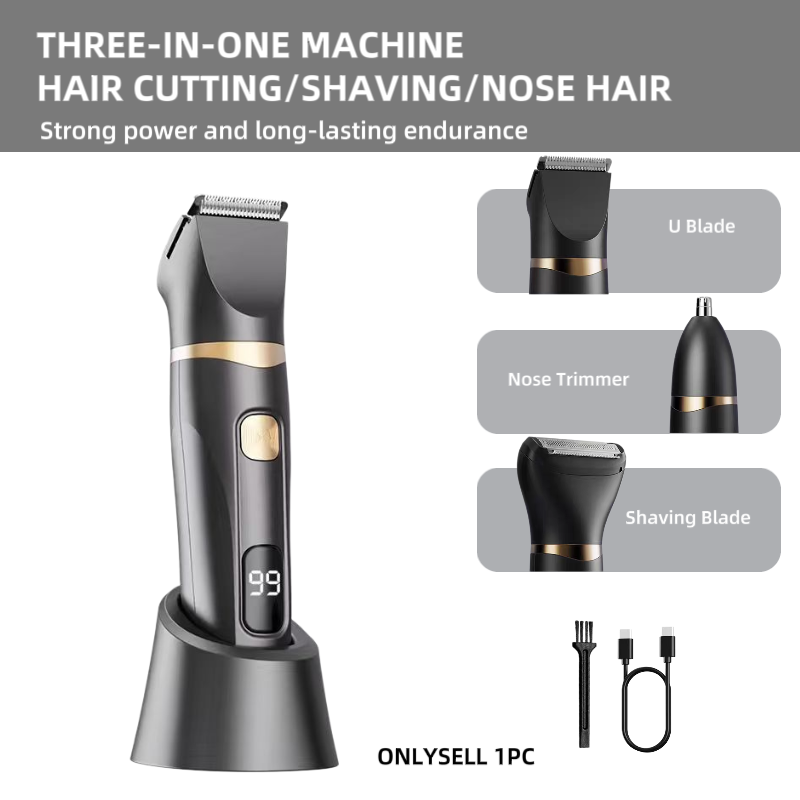 Mens Grooming Kit Gift - 3‑Pcs Household Electric Grooming Set,Hair Clipper